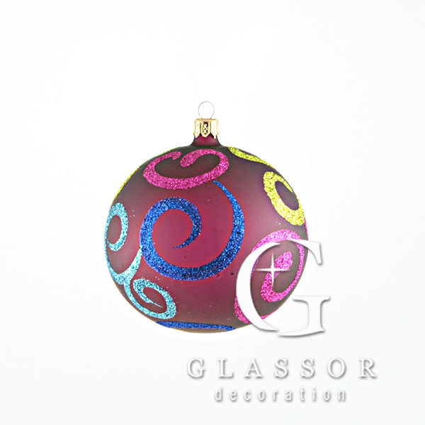 Vánoční ozdobná koule ve vínové barvě, dekor