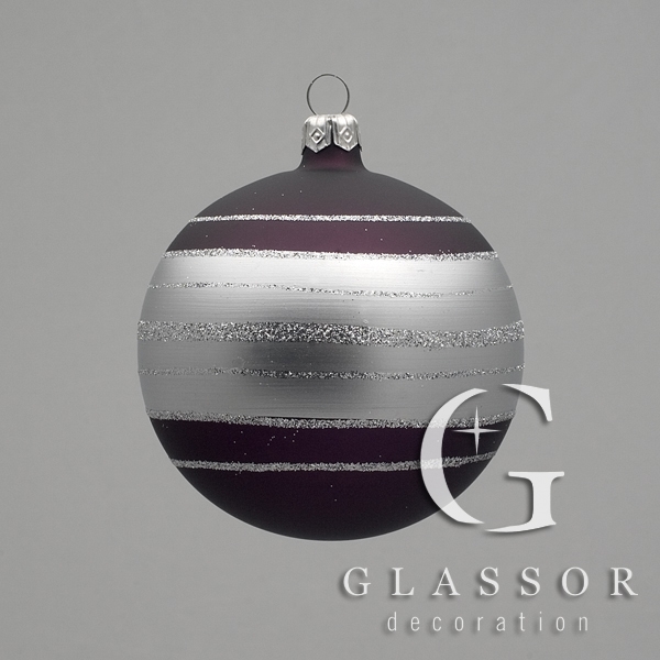 Vánoční ozdoby, koule fialová, dekor &#934; 8cm