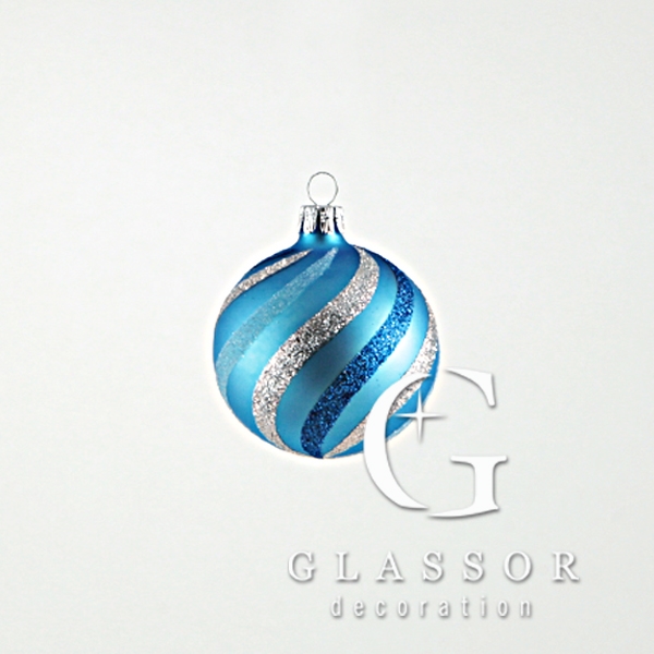 Vánoční baňka modrá spirály