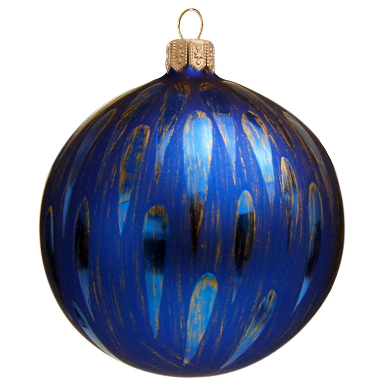 Koule modrý mat dekor lakované kapky zamalované bronzem