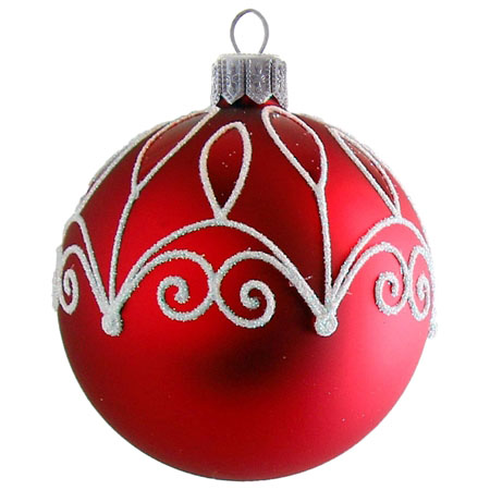 Christmas bauble red with white curtain