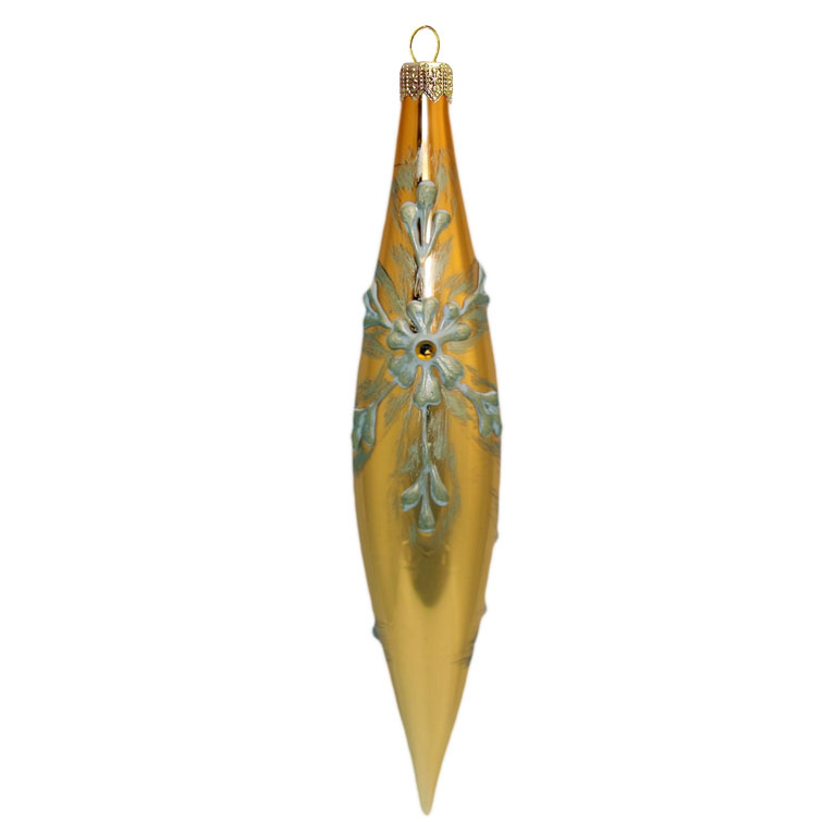 Raketa 14 x 3 cm oranžový lak dekor přemalovaná kytička bronzem
