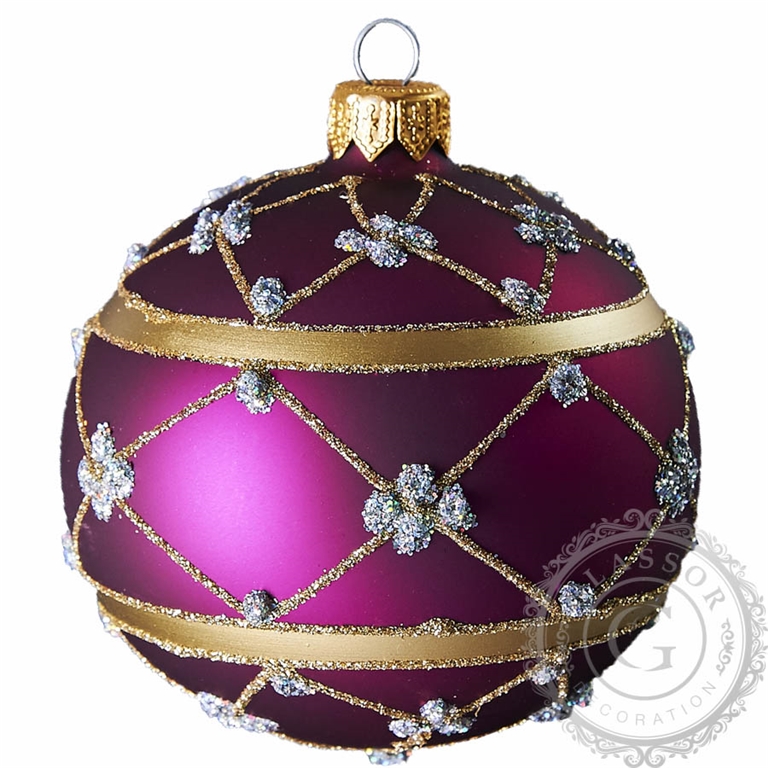 Vánoční koule fialová dekor