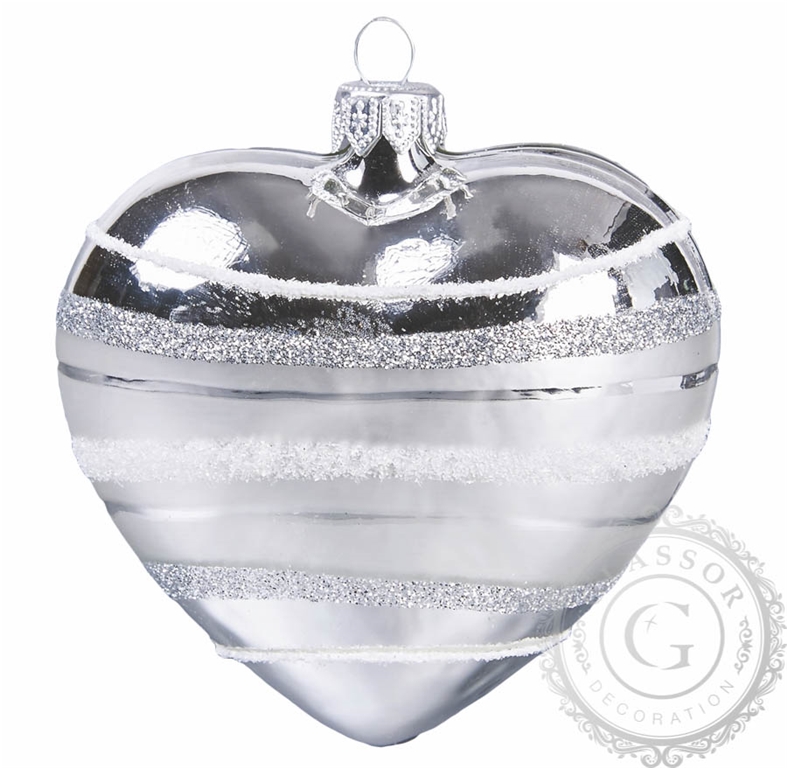 Vánoční srdce stříbrné pruhy