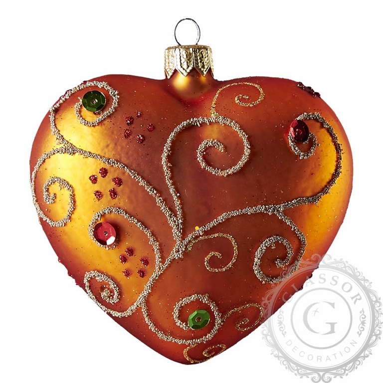 Vánoční srdce oranžové kamínky