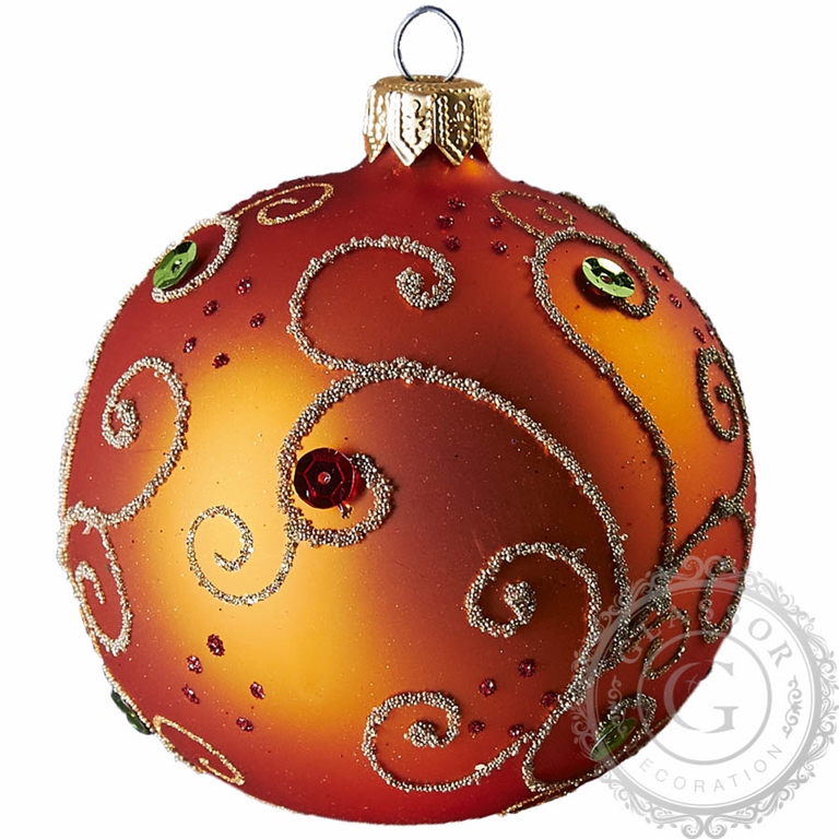 Vánoční koule oranžová kamínky