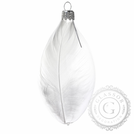 Glass Easter egg with white feather