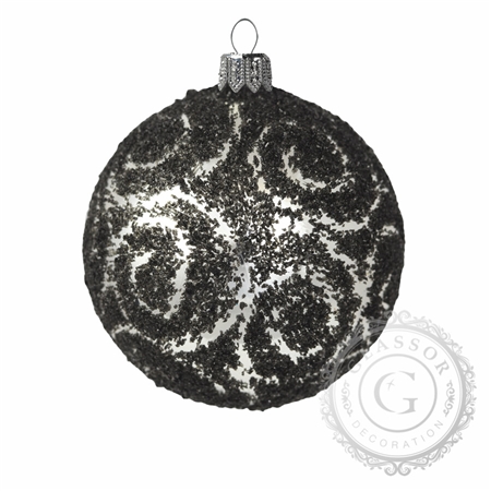Koule stříbrná s černým dekorem 6 cm