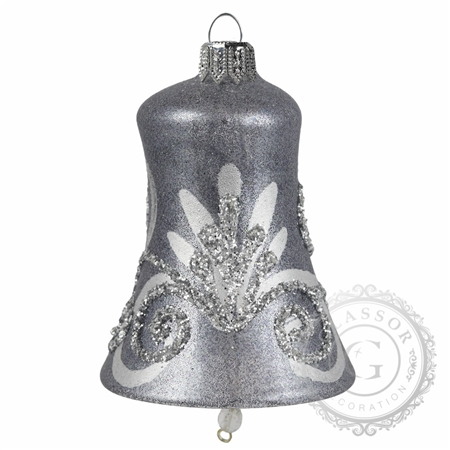 Zvonek šedostříbrný floral dekor
