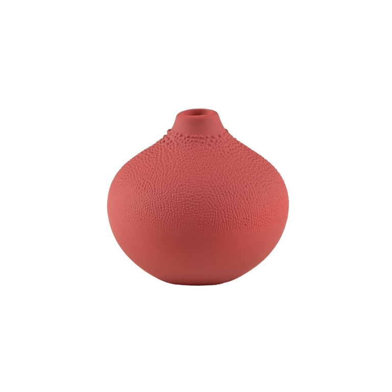 Porcelánová váza cihlově červená s kapičkami