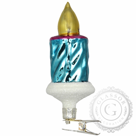 Candle turquoise with flame