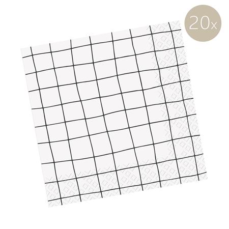 Napkins with a grid pattern