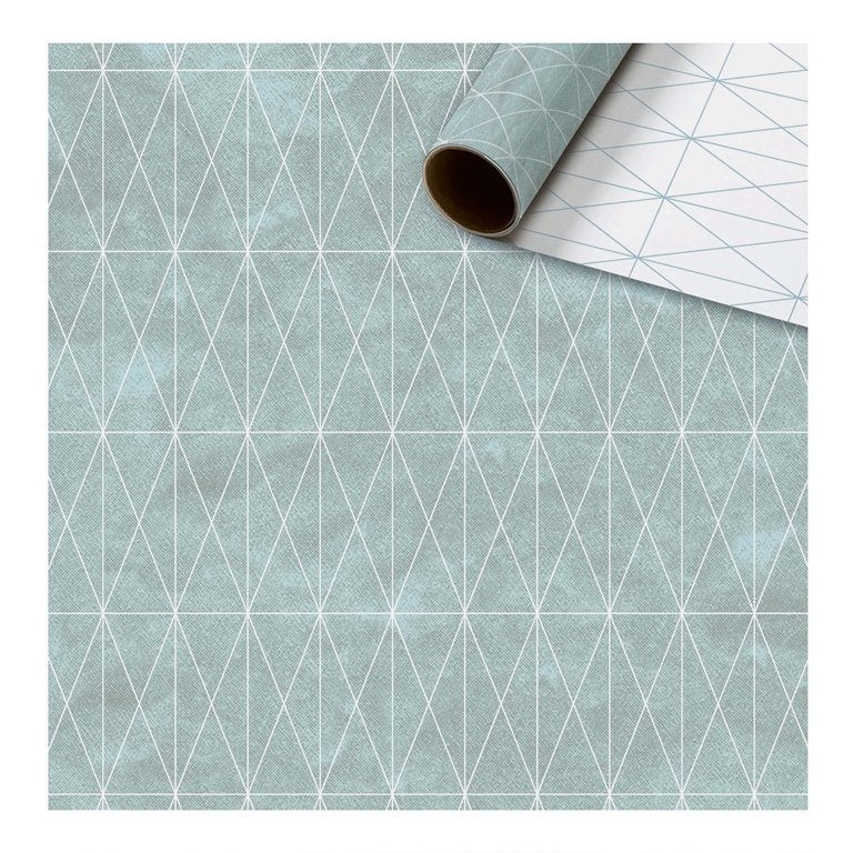 Balicí papír role světle modrý geometrie