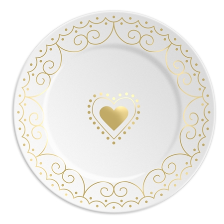 Porcelánový talířek se zlatým srdcem