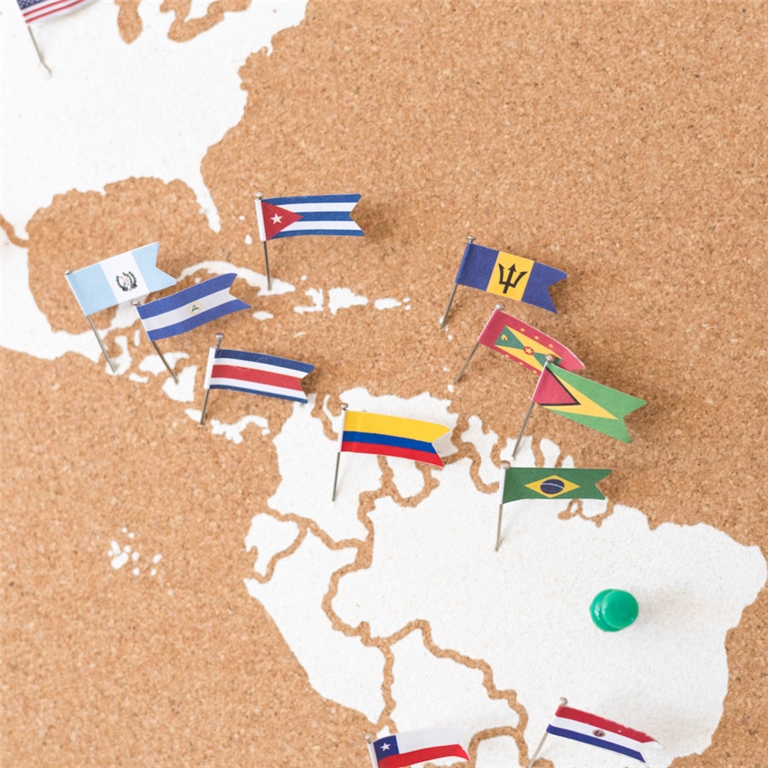 Připínáčky na korkové mapy světové vlajky