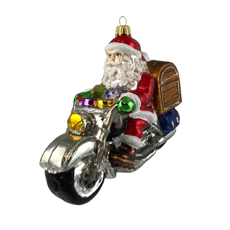 Skleněná figurka Santa na chopperu