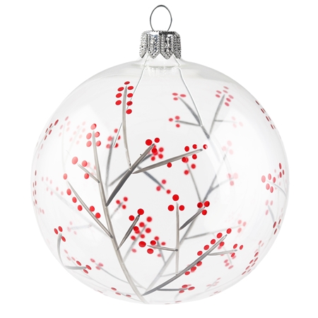 Ball clear with twigs and red polka dots