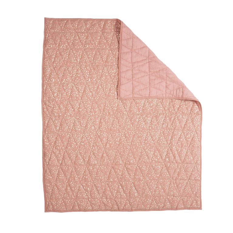 Růžová deka prošívaná se vzorem zlatých konfet