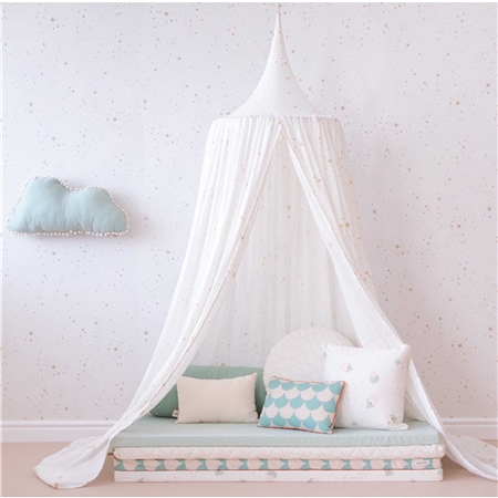 White kids bed canopy bedcover with stars