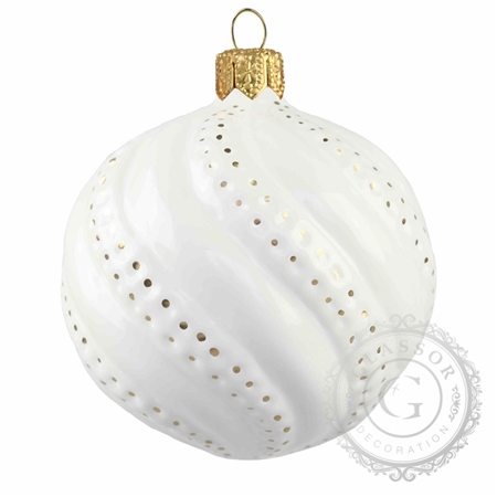 White ornament golden dots décor