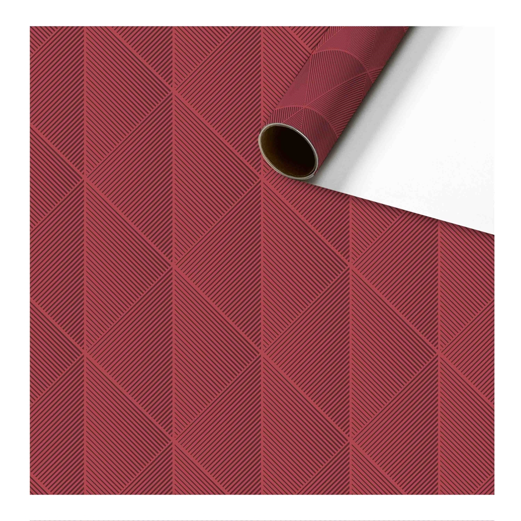 Červený balicí papír role s geometrickým vzorem