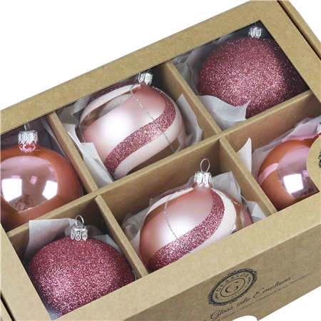Set of Christmas balls Cotton candy pink