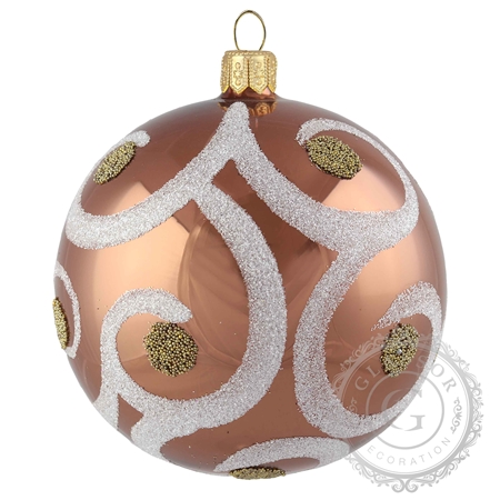 Vánoční koule hnědá s dekorem