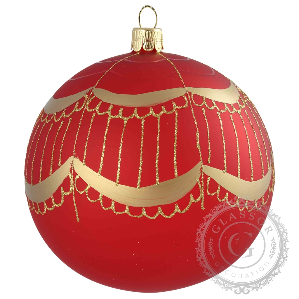 Vánoční koule červená se zlatým závojem