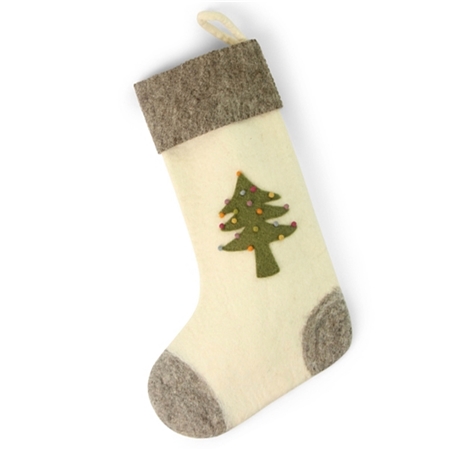 Vánoční plstěná ponožka Stromek