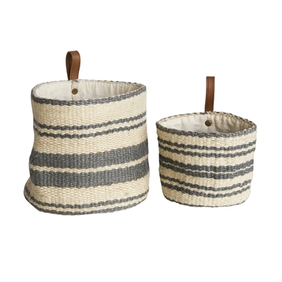 Striped storage baskets