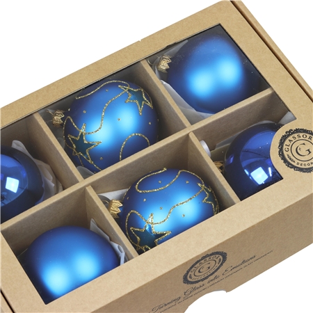 Set of Christmas baubles blue and gold