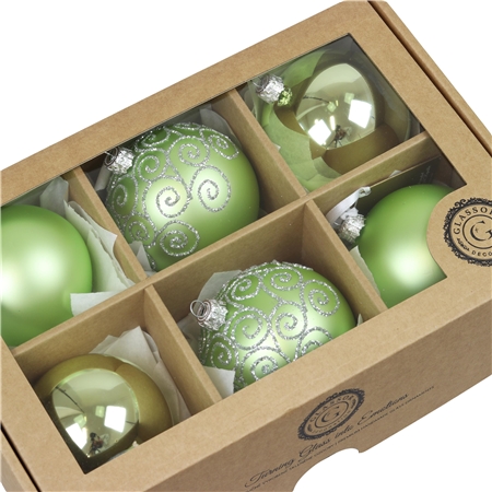 Set of green Christmas balls
