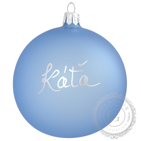 Vánoční koule se jménem v moderní modré barvě