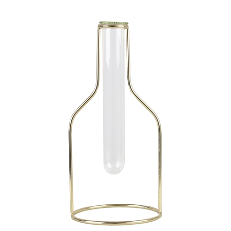 Design Vase - Reagenzglas mit goldenem Ständer Größe L
