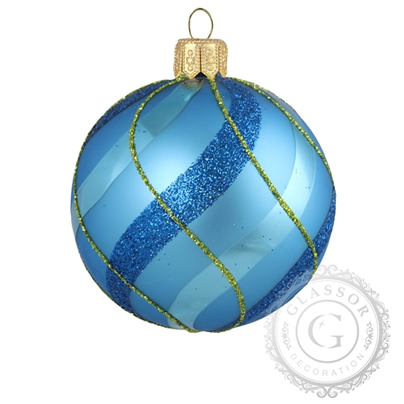 Vánoční baňka modrá proužky