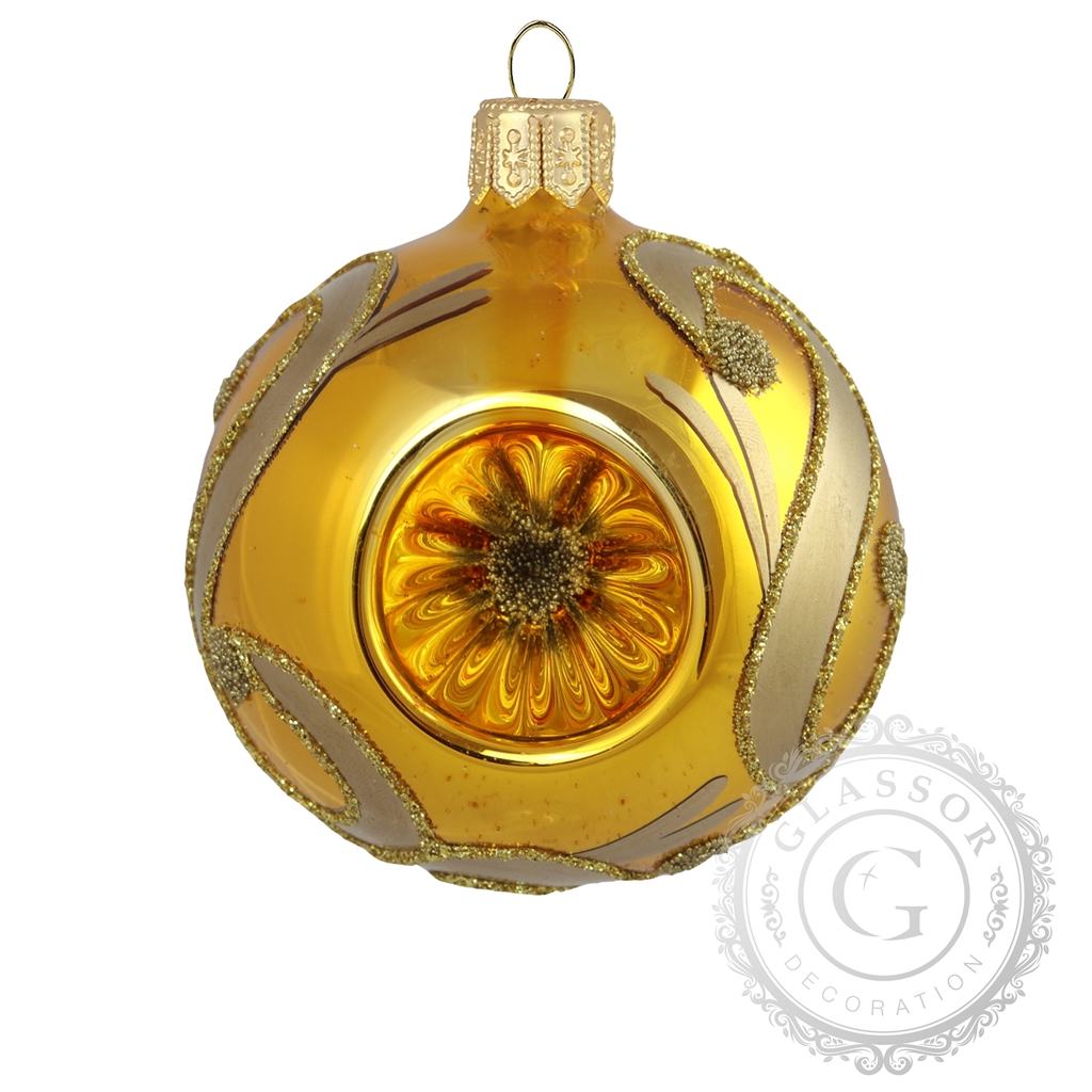 Skleněné vánoční ozdoby - píchaná kulička ve zlatém laku
