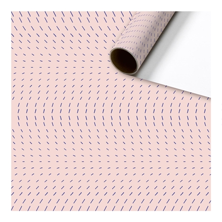 Balicí papír růžový metalický s modrým dekorem