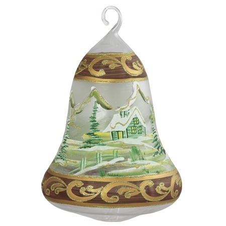 Vánoční zvonek s malovanou chaloupkou