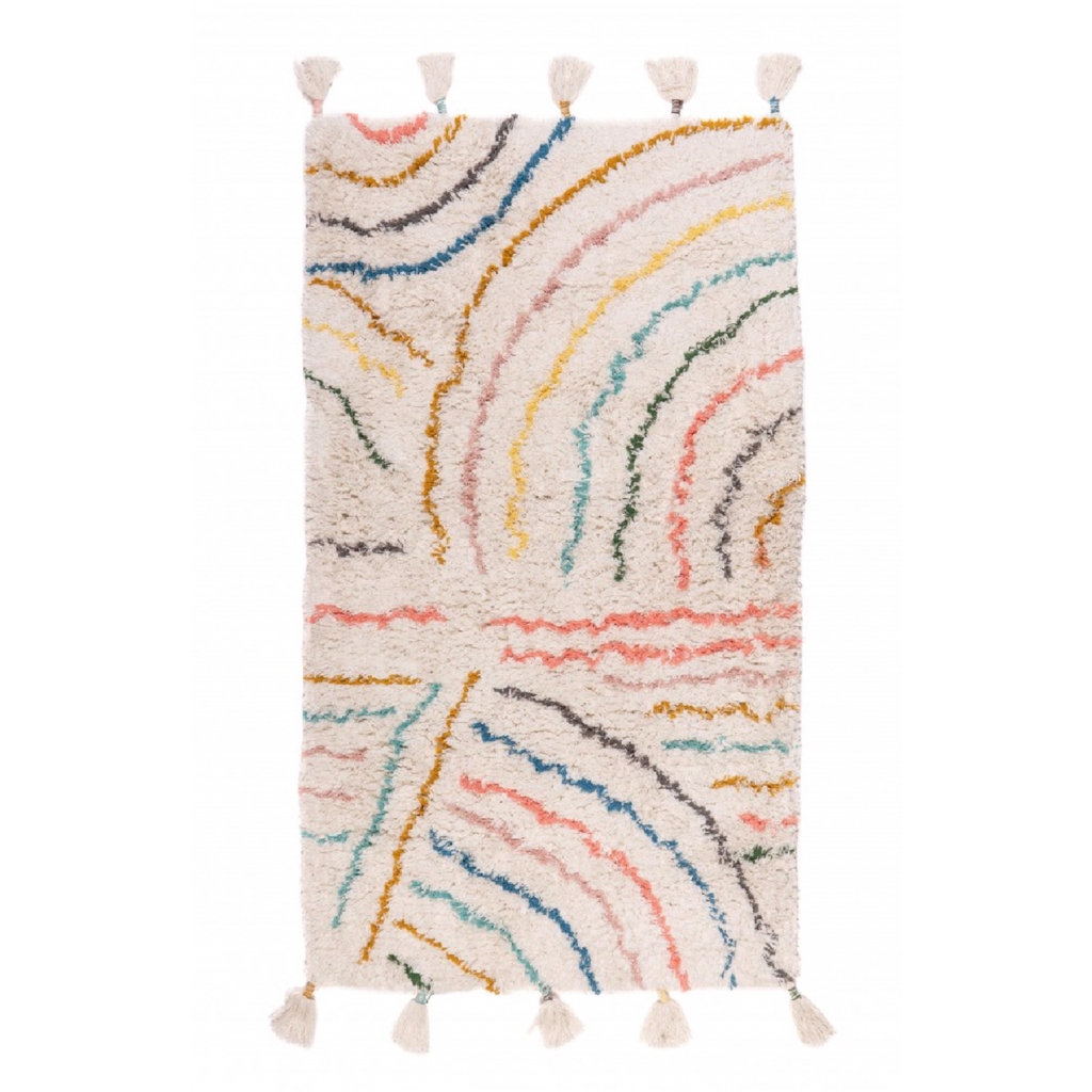 Bavlněný barevný koberec s třásněmi