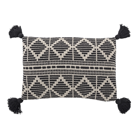 Black pillow with fringes