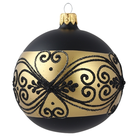 Vánoční koule černá zlatý dekor
