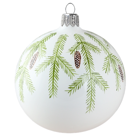White ball with coniferous branches