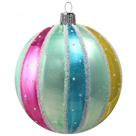 Christmas turquoise ornament with colored strips