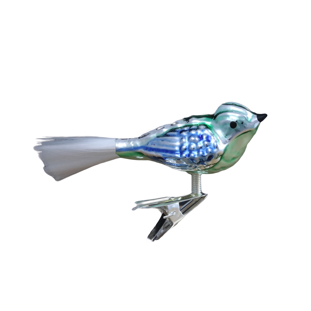 Skleněný ptáček modrozelený