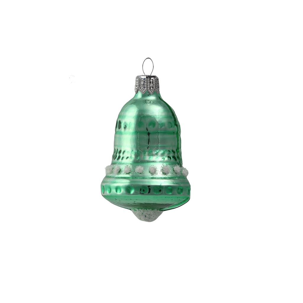 Mini skleněná ozdoba zvoneček zelený