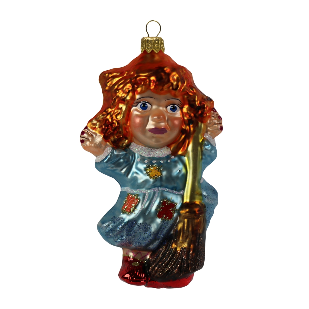 Vánoční figurka čarodějnice s koštětem