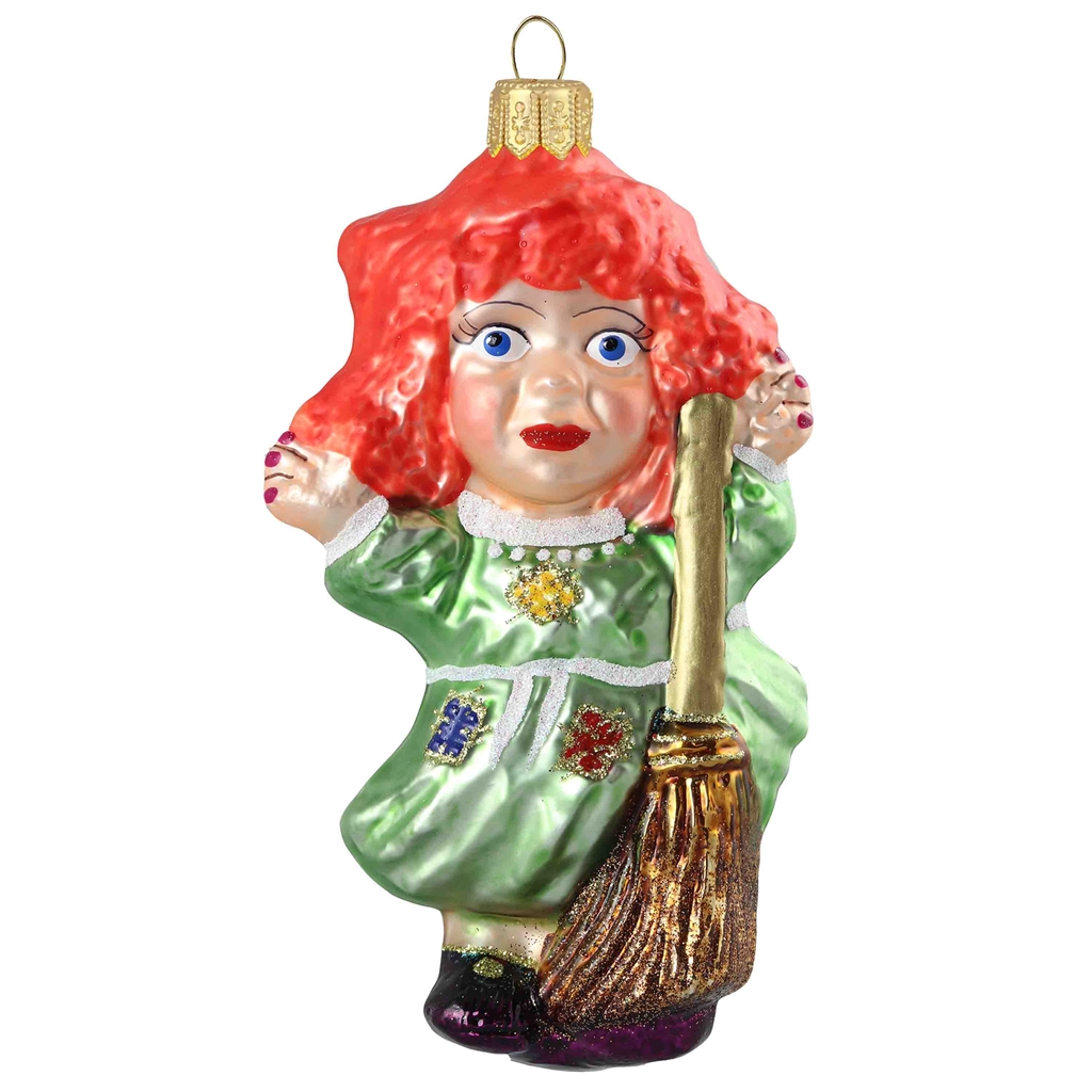 Vánoční figurka čarodějnice s koštětem