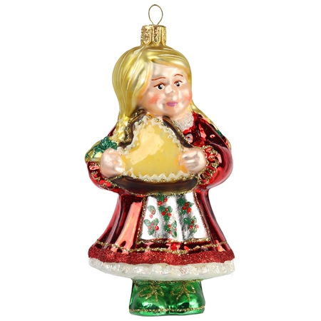 Glass Christmas decoration - Girl with gingerbrad 11,5 cm