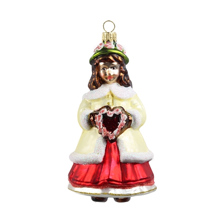 Glass ornament girl with a heart