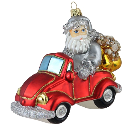 Vánoční Santa v červeném autě